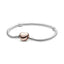 Rose Schlangen-Gliederarmband mit Herz-Verschluss