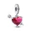 Charm-Anhänger Rotes Herz & Pfeil Murano-Glas Silber