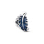 Charm Blaue geschwungene Feder Sterling-Silber