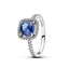 Ring Funkelnder Eckiger Blauer Strahlenkranz Silber