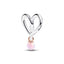 Charm Eingehülltes Herz Opal Rosa Silber Rosé