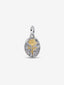Rose Medaillon-Charm Sterling-Silber, 14 Karat Vergoldung