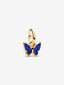 Blauer Schmetterling Mini-Charm-Anhänger 14 Karat Vergoldung