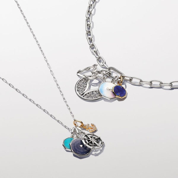 Mini-Medaillon Charm Blau Gravierbar Vergoldet