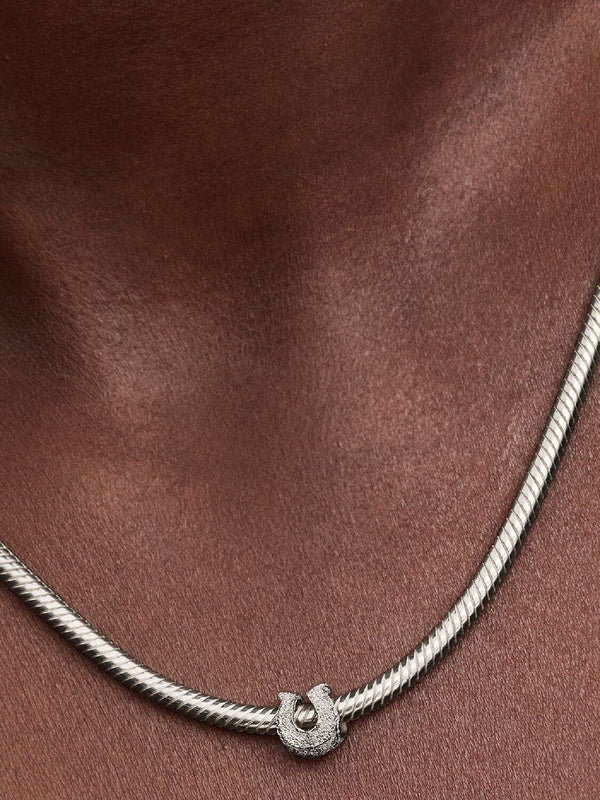 Strukturiertes Hufeisen Mini-Charm Sterling-Silber