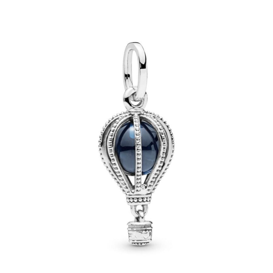 Charm-Anhänger Blue Hot Air Balloon Sterling-Silber