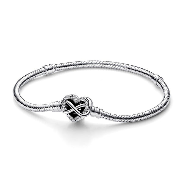 Armband Funkelndem Unendlichkeits-Herzverschluss Silber