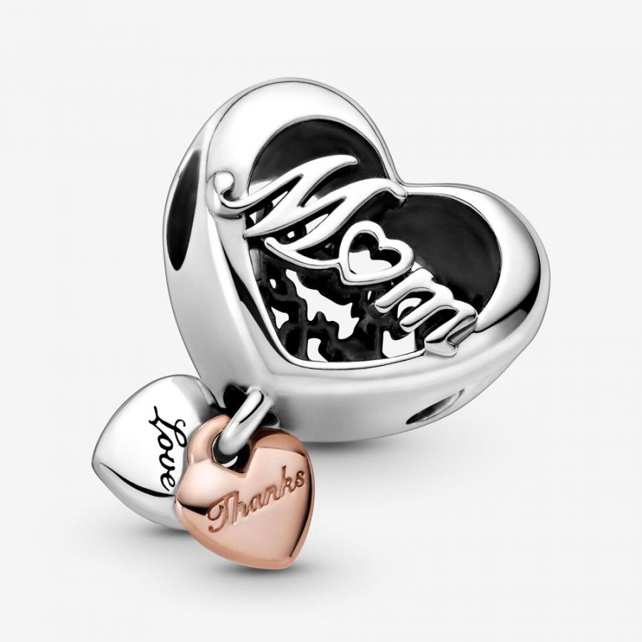 Rose  Charm-Anhänger Dankeschön Mum Herz Silber