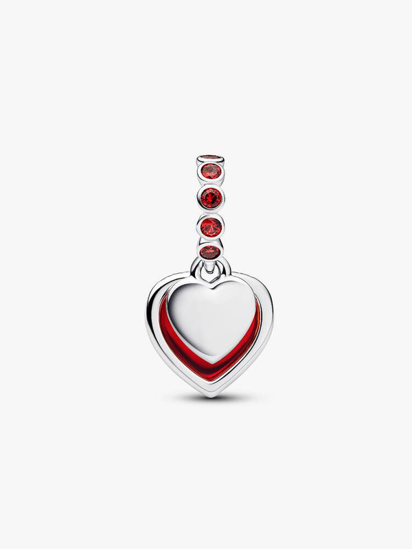 Rotes Murano-Glas Herz Doppel-Charm-Anhänger Sterling-Silber