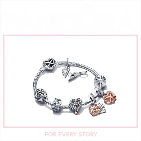 Charm Offen Gearbeitetes Mum & Herz Silber Rosévergoldet