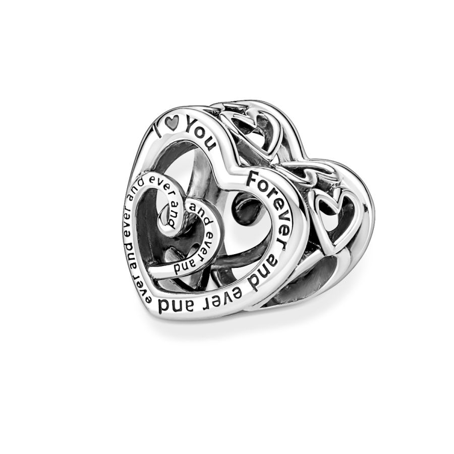 Charm Verschlungene Unendlichkeits-Herzen Silber