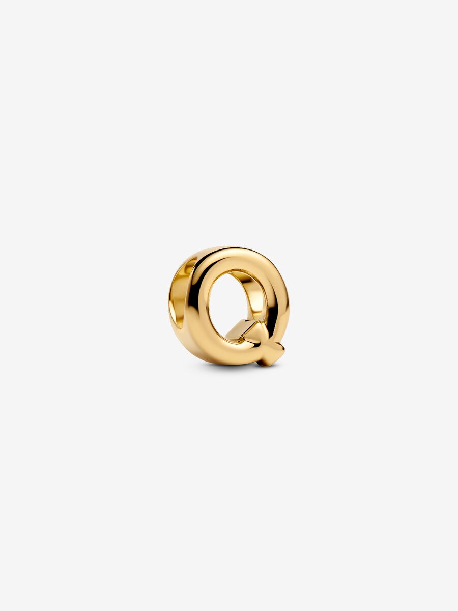 Buchstabe Q Alphabet-Mini-Charm 14 Karat Vergoldung