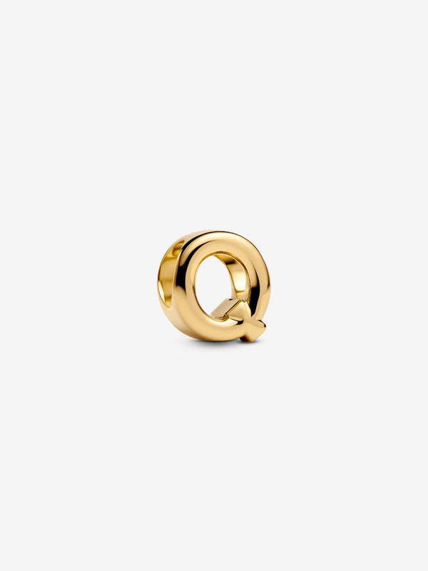 Buchstabe Q Alphabet-Mini-Charm 14 Karat Vergoldung