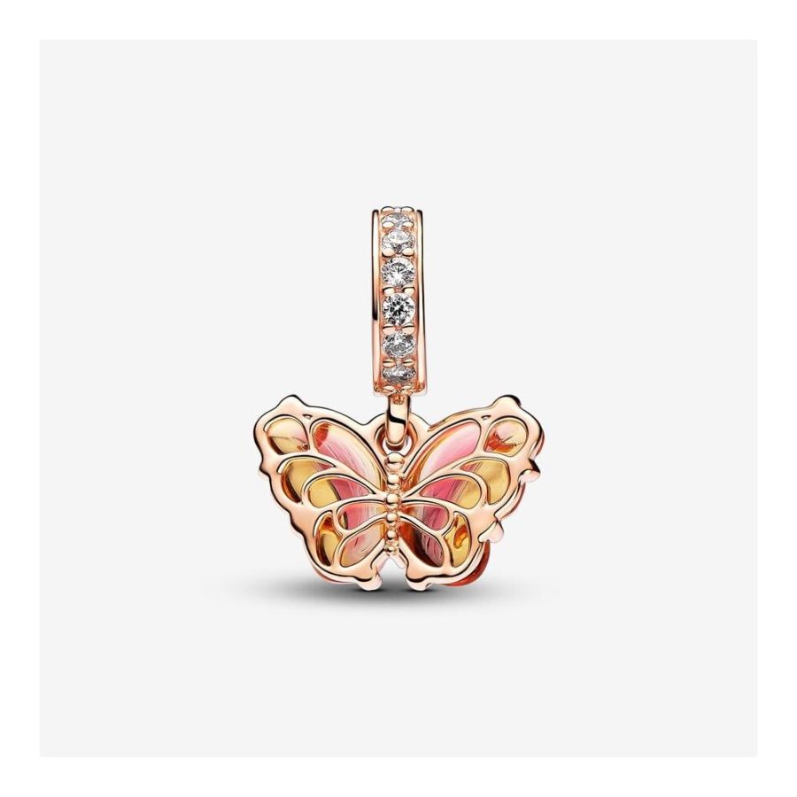 Charm-Anhänger Schmetterling Murano Gelb Rosé