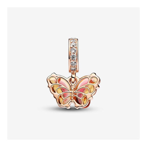 Charm-Anhänger Schmetterling Murano Gelb Rosé