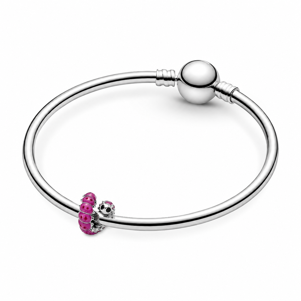 Charm Süße Eingerollte Raupe Rosa Sterling-Silber