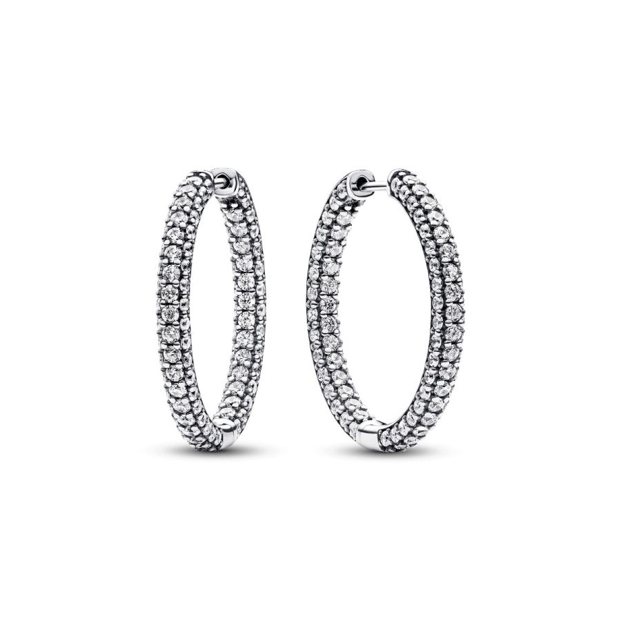 Creolen Ohrringe Timeless Einreihige Pavé Zirkon Silber
