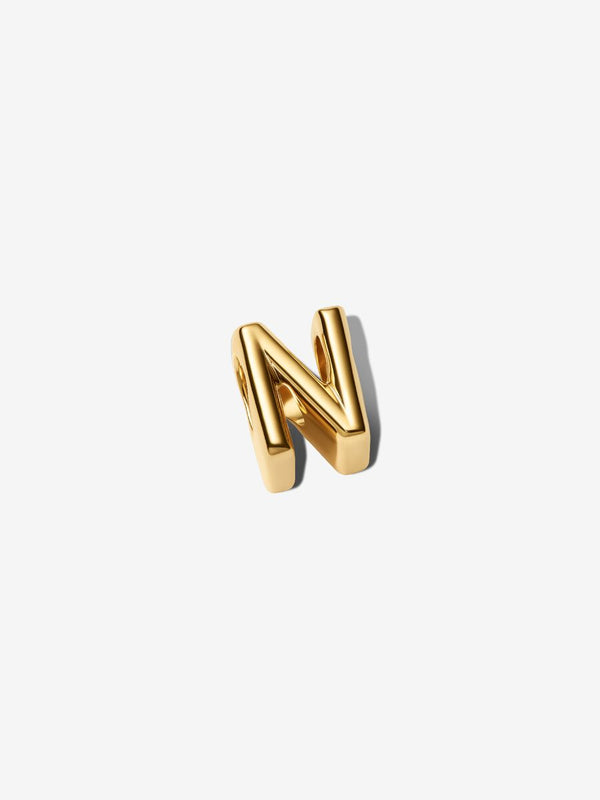 Buchstabe N Alphabet-Mini-Charm 14 Karat Vergoldung