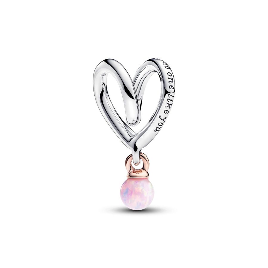 Charm Eingehülltes Herz Opal Rosa Silber Rosé