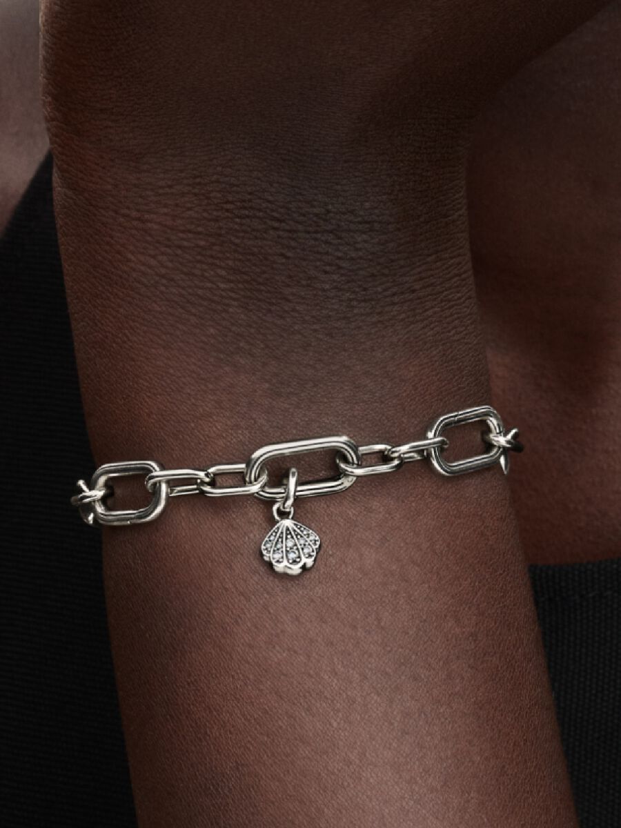 Funkelnde Muschel Mini-Charm-Anhänger Sterling-Silber Zweitbild