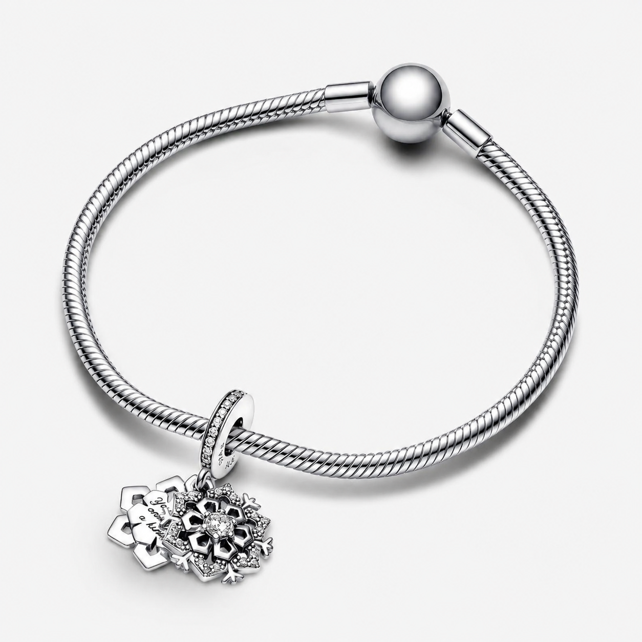 Charm-Anhänger Doppelte Funkelnde Schneeflocke Silber