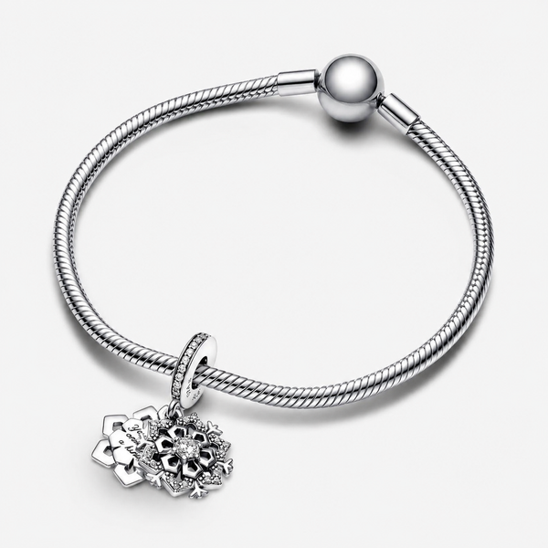 Charm-Anhänger Doppelte Funkelnde Schneeflocke Silber
