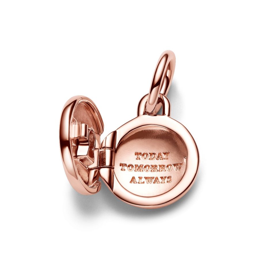 Charm-Anhänger Aufklappbar & Gravierbar Liebesmedaillon Rosé Zweitbild