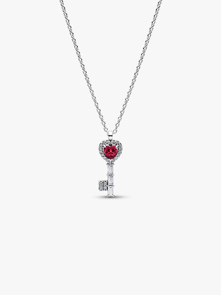 Erhabenes Herz Schlüssel Collier-Halskette Sterling-Silber