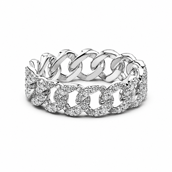 Ketten-Ring Pavé Cuban Zirkon Sterling-Silber