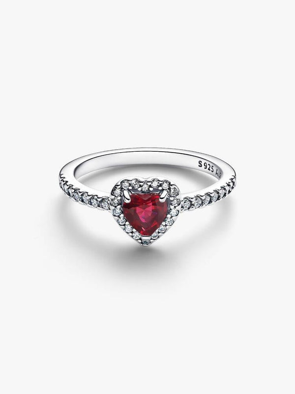 Erhabenes Fuchsiafarbenes Herz Ring Sterling-Silber