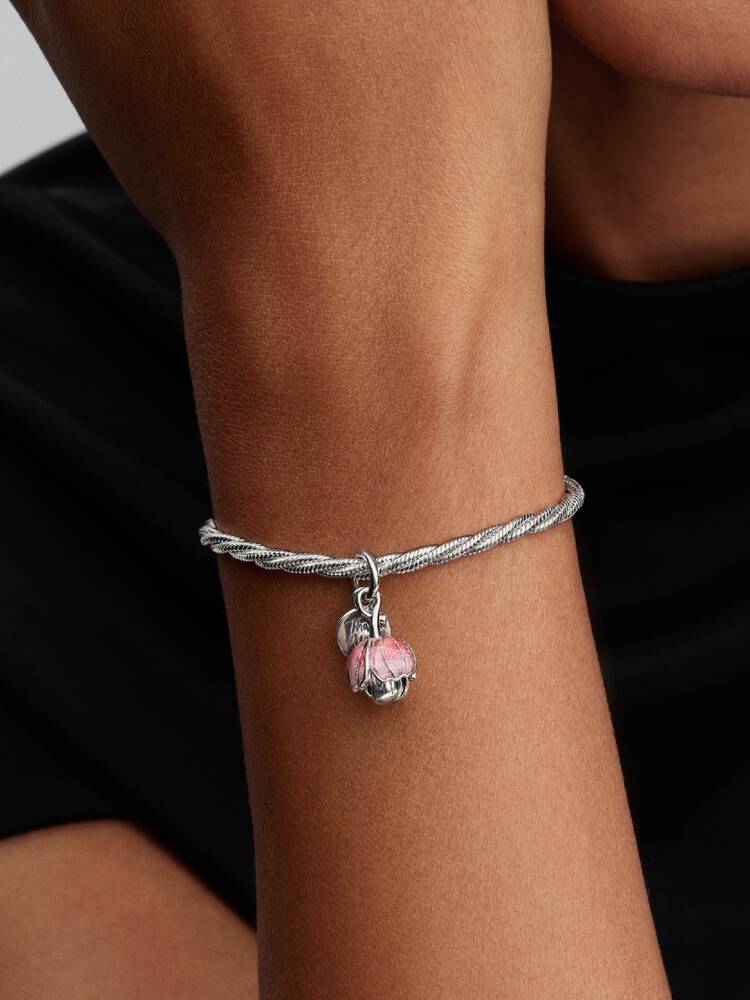 Bicolor Blühende Blume Charm-Anhänger Sterling-Silber