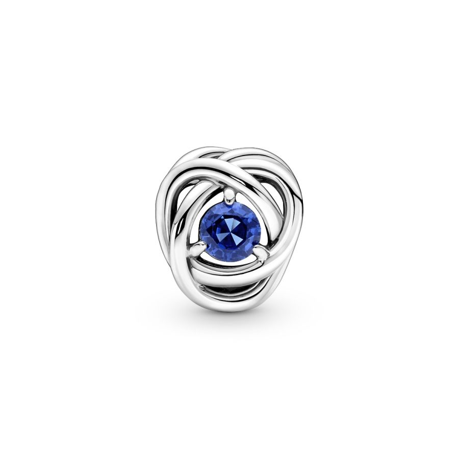 Charm September Geburtsstein Blauer Ewigkeitskreis Silber