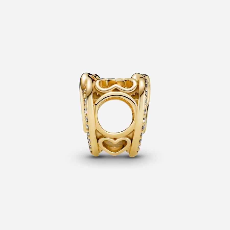 Charm Funkelnde Verschlungene Herzen 14k Vergoldet