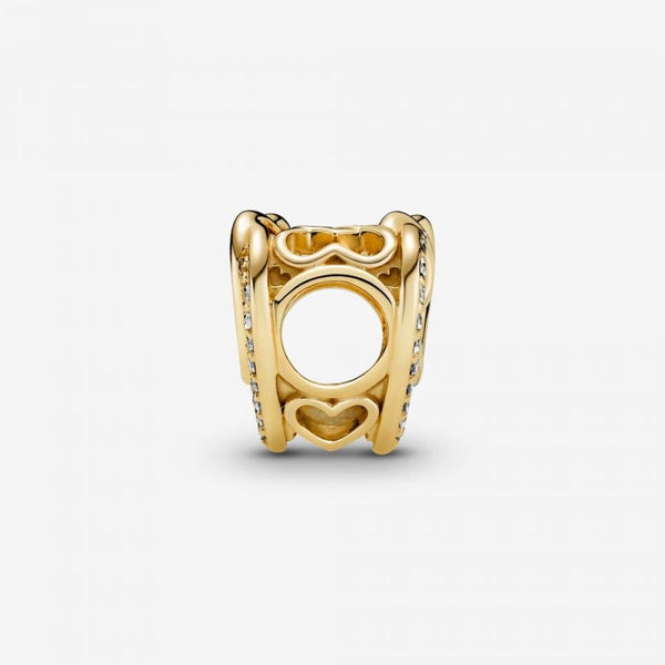 Charm Funkelnde Verschlungene Herzen 14k Vergoldet