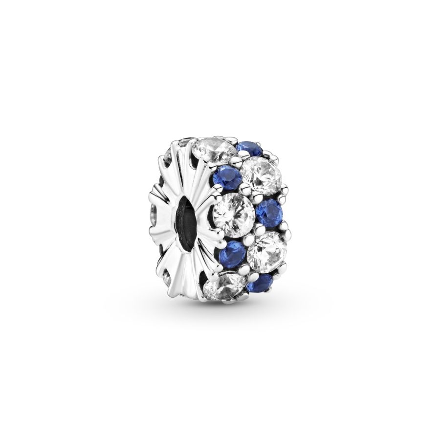 Clip-Charm Klar & Blau Funkelnd Silber