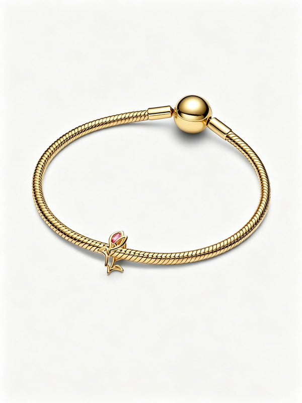 Tulpe Offen gearbeitetes Charm 14 Karat Vergoldung