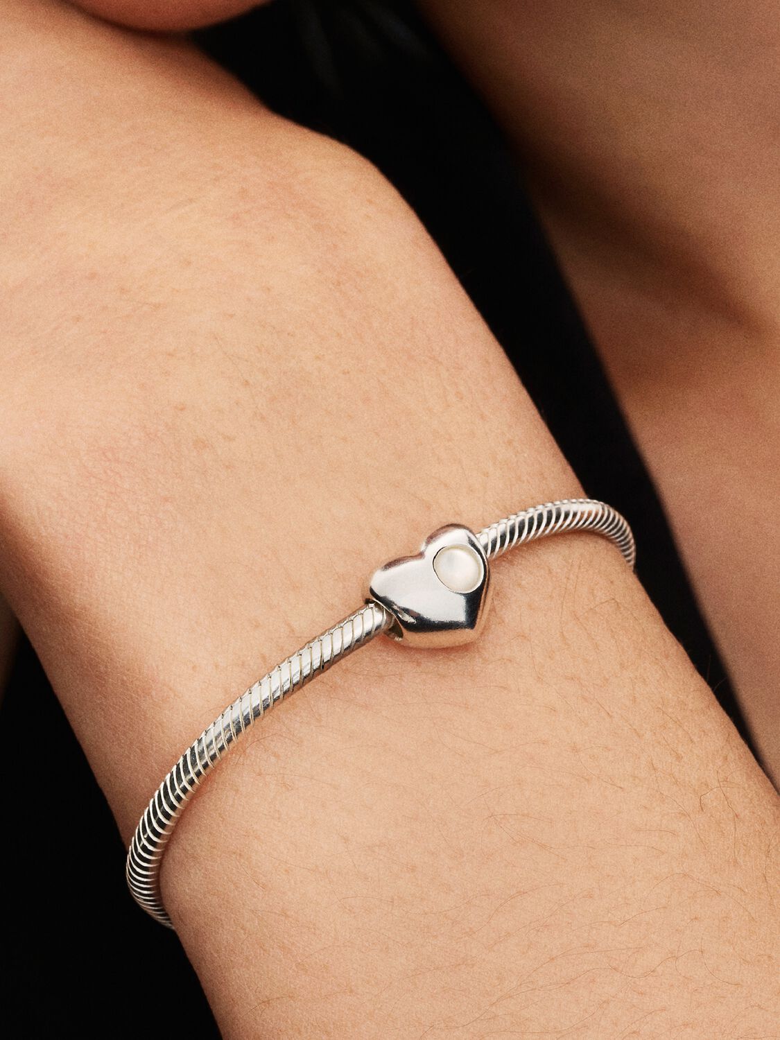 Gravierbares Weißer Stein Herz-Charm Sterling-Silber