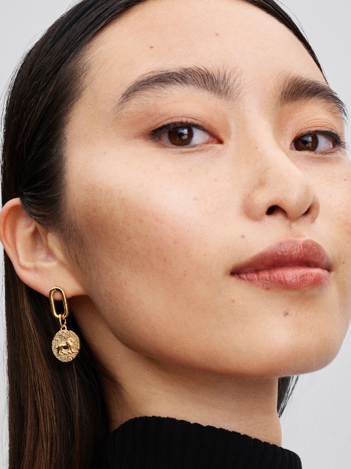 Löwe Medaillon-Charm 14 Karat Vergoldung