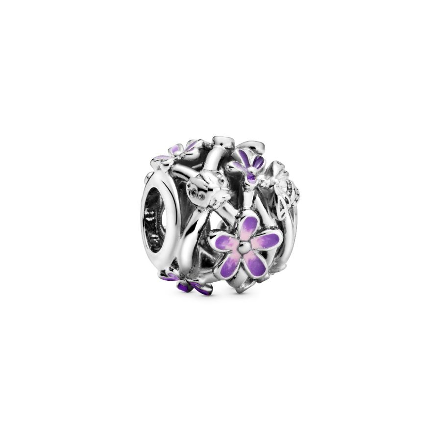 Charm Lilafarbenes Gänseblümchen Sterling-Silber Hauptbild