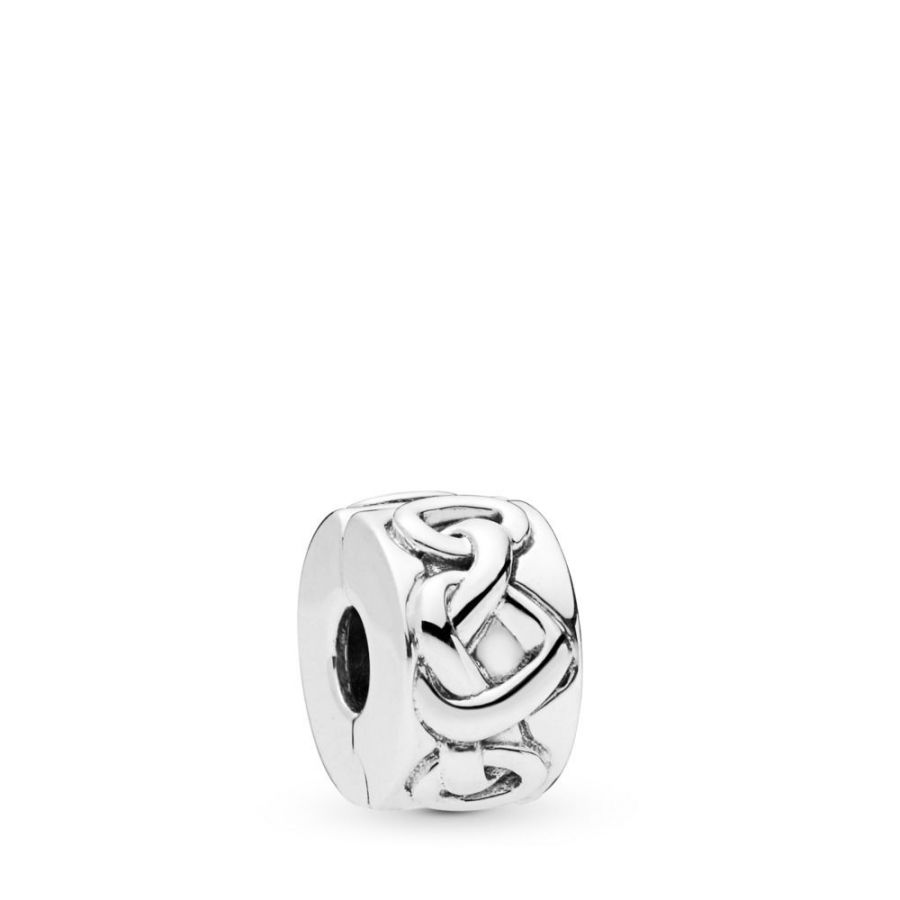 Charm Clip Knotted Hearts Sterling-Silber
