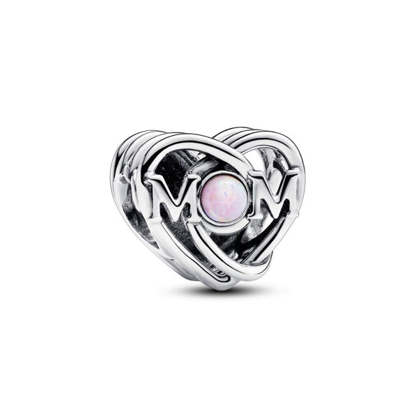 Charm Mama & Herz Opal Rosa Sterling-Silber
