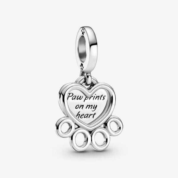 Charm-Anhänger Herzen Pfotenabdruck Sterling-Silber