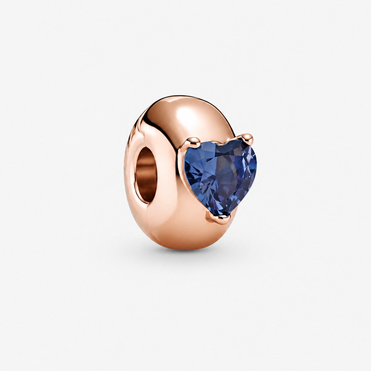 Rose  Clip Charm Blaues Herz Solitär Hauptbild