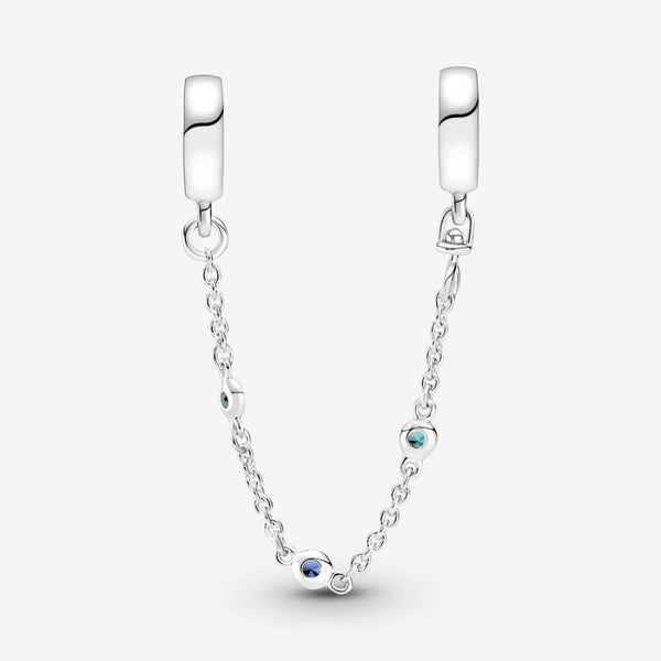 Komfortkette Drei Blaue Steine Sterling-Silber 5 cm
