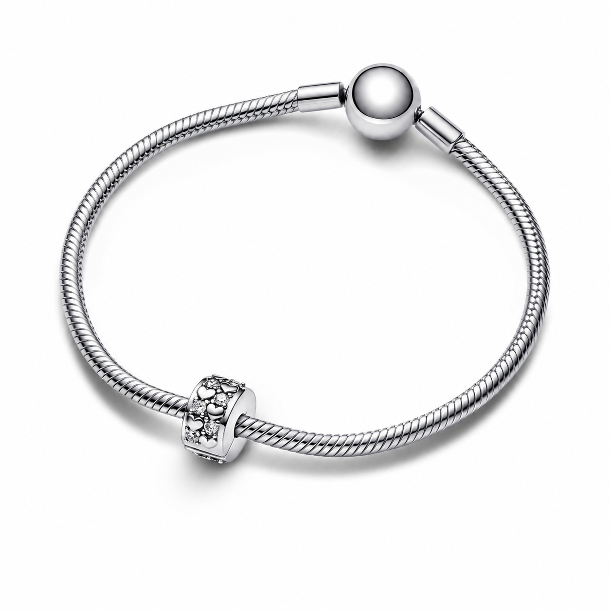 Charm Clip Funkelnder Unendlichkeit Herzen Sterling-Silber