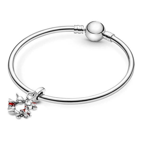 Charm-Anhänger Micky Maus und Minnie Maus Kuss Silber