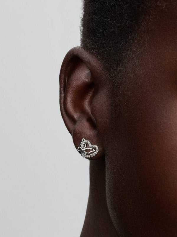 Verschlungenes Herz & Schmetterling Ohrstecker Sterling-Silber