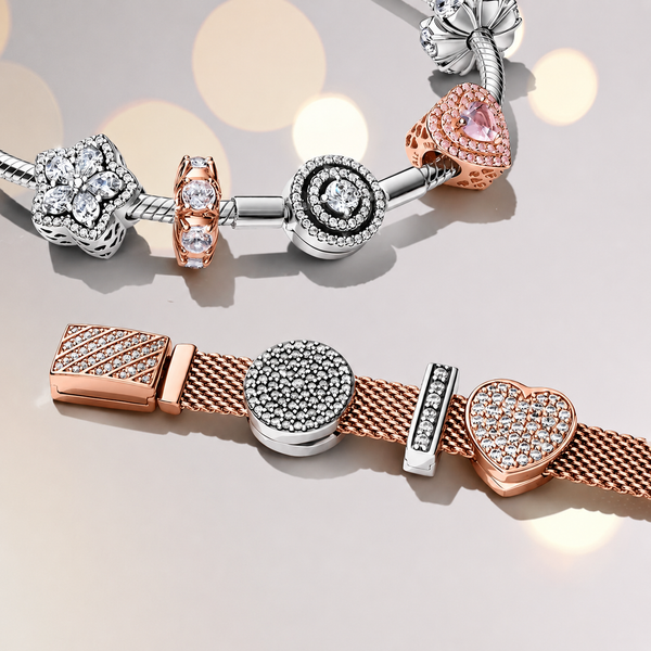 Charm Funkelndes Mehrstufiges Herz 14k Rosé Vergoldet