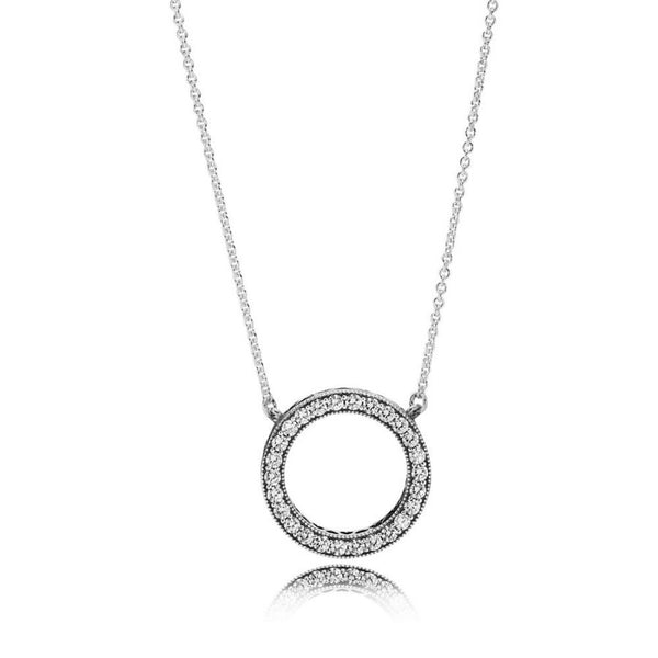 590514CZ Kette mit Anhänger Funkelnder Kreis Sterling Silver