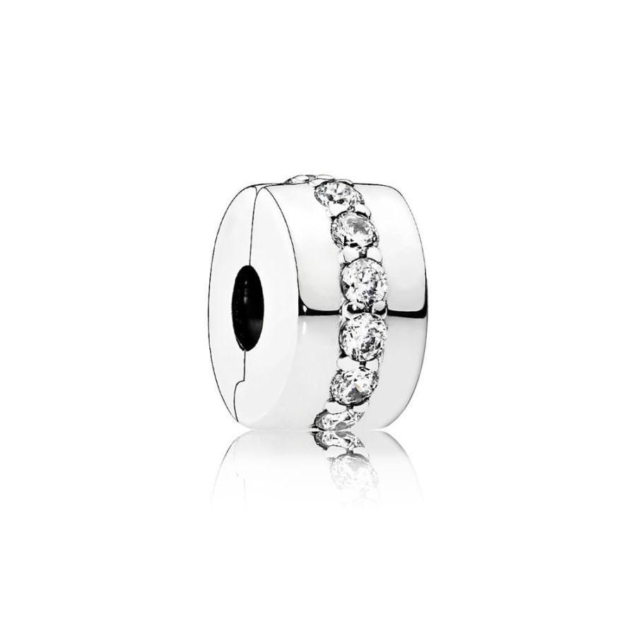 Charm Clip Glänzendes Band Sterling-Silber